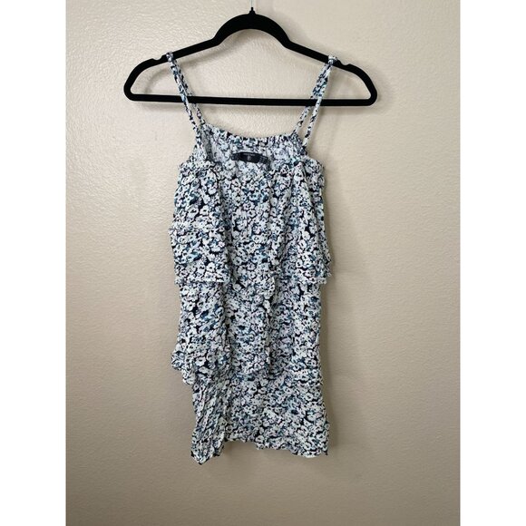 Volcom Womens Floral Tiered Sun Dress XS Lightweight Ruffle Strappy Blue/White - Picture 2 of 8
